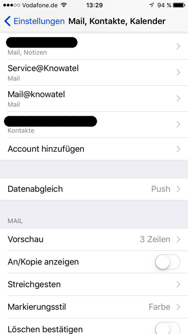 Android Kontakte auf iPhone übertragen - Mail, Kontakte, Kalender