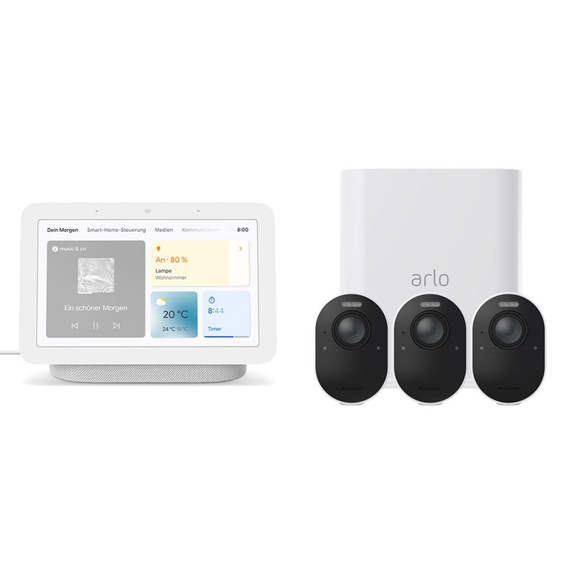 Arlo Ultra 2 Spotlight Kamera 3er Set Google Nest Hub (2. Generation)