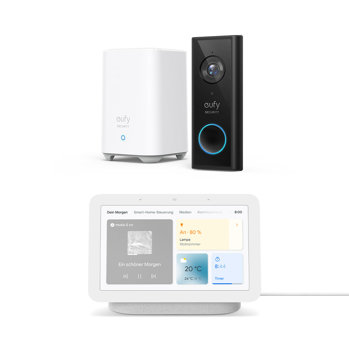 eufy Video Doorbell 2K (batteriebetrieben) Google Nest Hub (2. Generation)