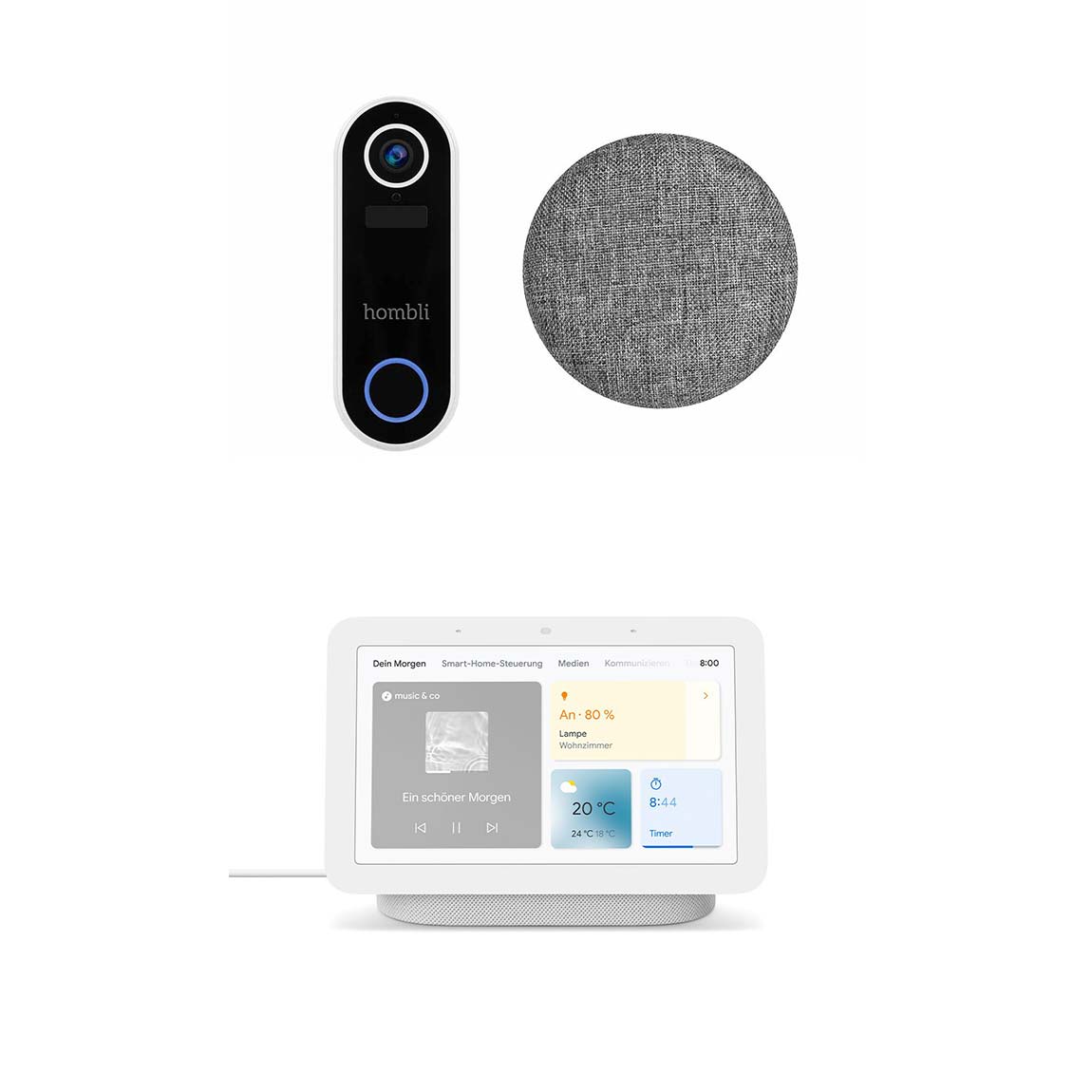 Hombli Smart Doorbell 2 inkl. Chime 2 Google Nest Hub (2. Generation)