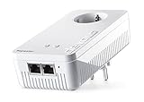 Devolo 8705 WiFi Repeater+ AC - Dual-WLAN-Verstärker mit Steckdose (kompatibel mit allen Routern, 1200 Mbit/s, 2 x LAN-Ports, Ap-Modus, Zugangspunkt), Weiß