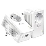 TP-Link Powerline Adapter Set TL-PA7017P KIT(1000Mbit/s, mit Steckdose, Gigabit-Port, Plug&Play, Kompatibel mit allen HomePlug AV/AV2 Powerline Adaptern, Ideal für Media-Streaming)