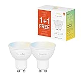 Hombli 2er Pack Smarte Glühbirne | GU10 Dimmbares Warmweißes bis Kaltweiß Licht | 4.5W, 300 Lumen, CCT | Einfache Installation | Sprachsteuerung | Kompatibel mit Google, Alexa & Siri