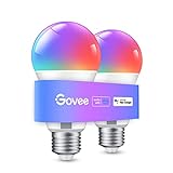 Govee Smarte Glühbirne E27, Farbwechsel mit Musiksynchronisation Lampe, 54 Szenen, 16 Millionen DIY-Farben, WiFi & Bluetooth LED Smart Bulb Funktionieren mit Alexa Google Assistant Heim-App, 2 Stück