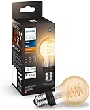 Philips Hue White E27 Filament Lampe (550 lm), dimmbare LED Lampe für das Hue Lichtsystem mit warmweißen Licht, smarte Lichtsteuerung über Sprache und App