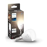 Philips Hue White E14 LED Lampe in Tropfenform (470 lm), dimmbares LED Leuchtmittel für das Hue Lichtsystem mit warmweißem Licht, smarte Lichtsteuerung über Sprache und App