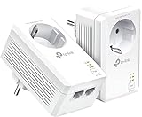 TP-Link Powerline Adapter Set TL-PA7027P KIT(mit Steckdose, 2x Gigabit-Port, Plug&Play, Kompatibel mit allen HomePlug AV/AV2 Powerline Adaptern, ohne WLAN)