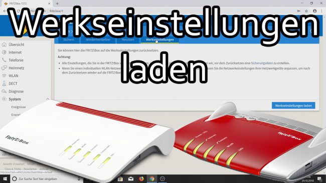 Fritzbox auf Werkseinstellungen zurücksetzten