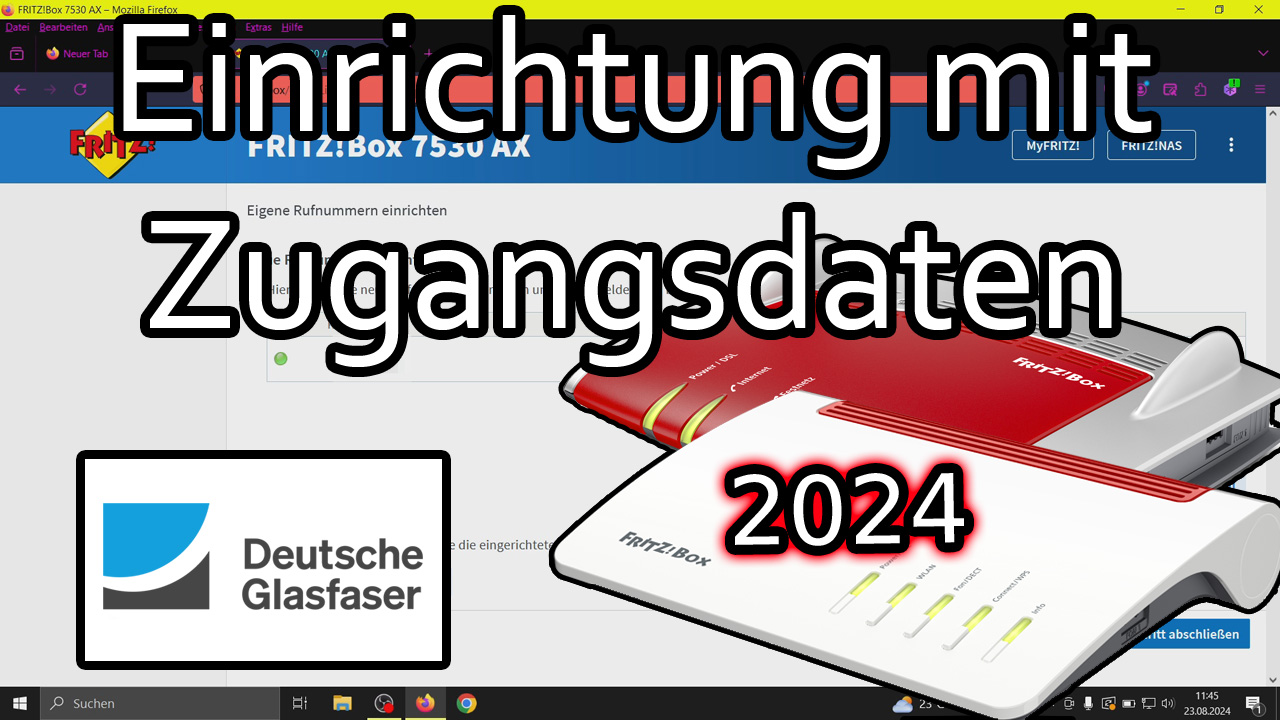 Fritzbox am Deutsche Glasfaser Anschluss einrichten mit Zugangsdaten Internet + Telefon (2024)[7.80]