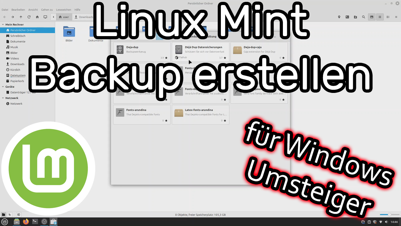 Linux Mint Datensicherung erstellen mit Deja Dup (Backup persönlicher Daten auf externer Fesplatte)