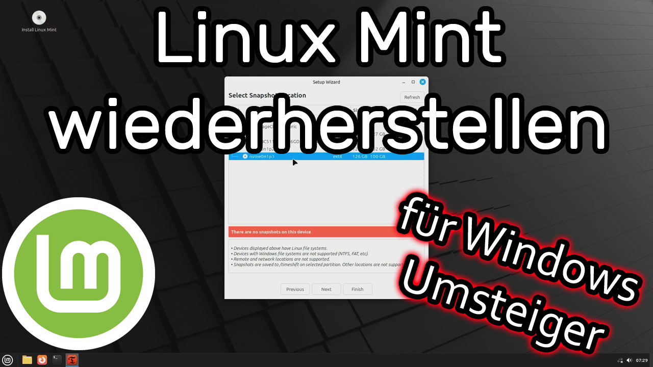 Linux Mint reparieren mit Timeshift und Schnappschuss – Anleitung für Anfänger 🐧