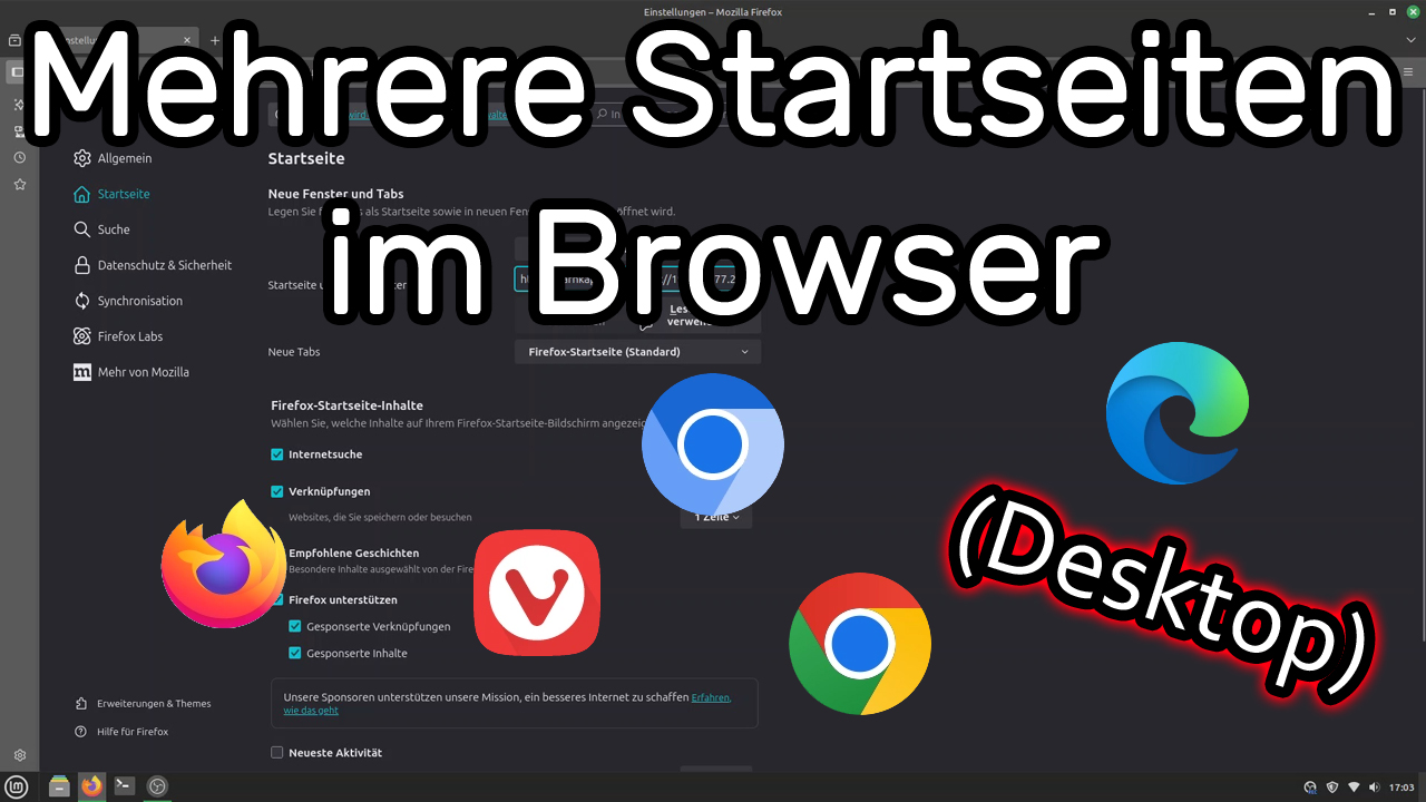 Mehrere Startseiten (in Tabs) im Browser einstellen (in Chrome, Firefox, Edge, Vivaldi, Chromium)
