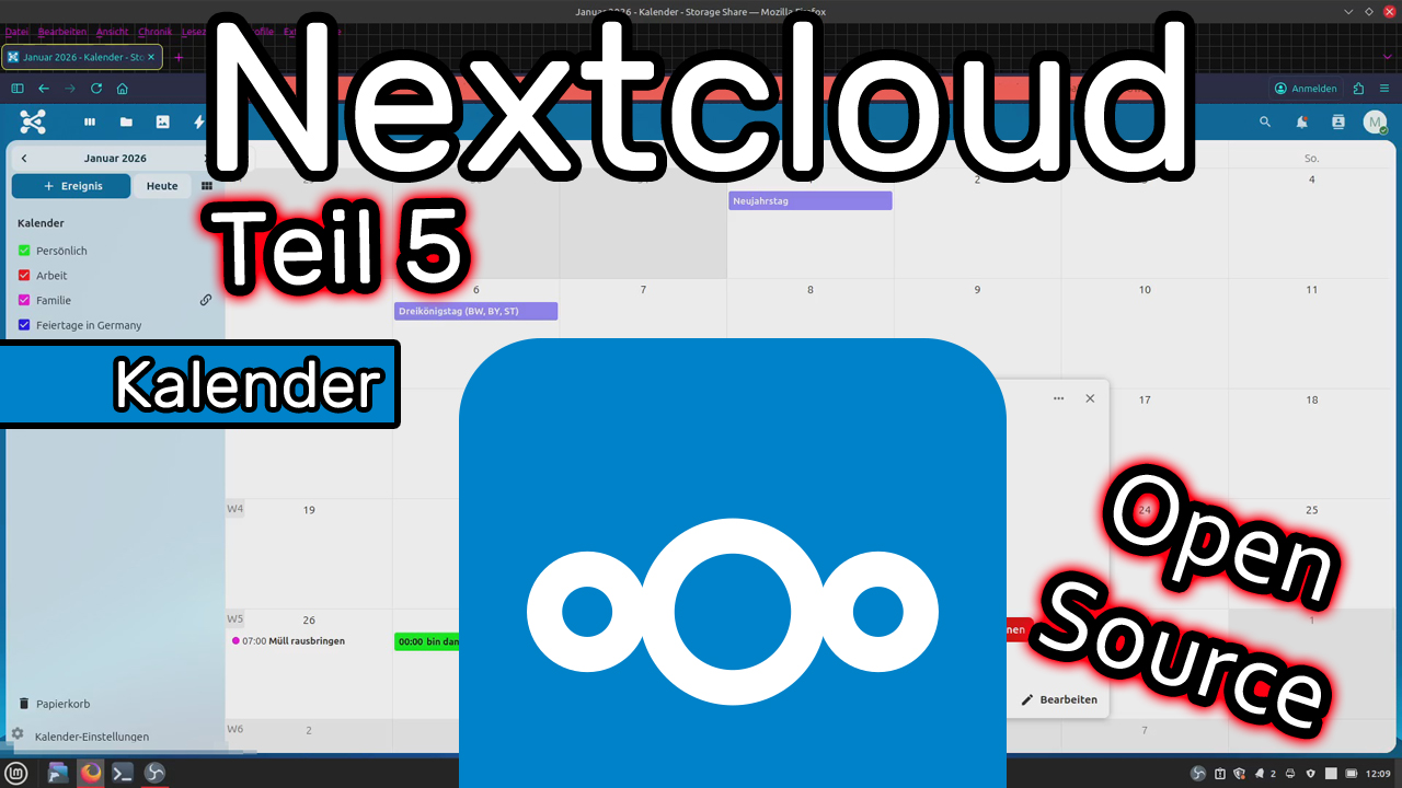 Kalender erstellen, bearbeiten, teilen, wiederkehrende Termine und erinnern lassen – Nextcloud ☁️