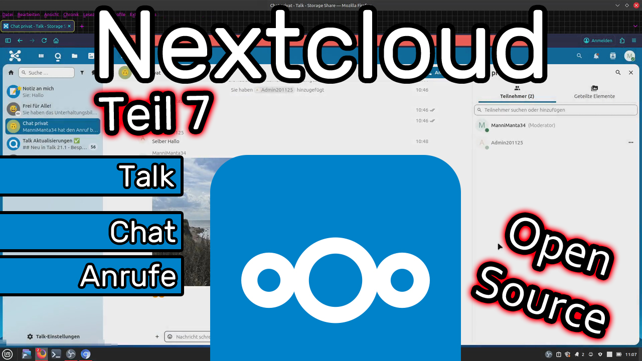 Nextcloud Talk – Chat, Videoanrufe, Sprachanrufe, Dateiaustausch und Bildschirmfreigabe