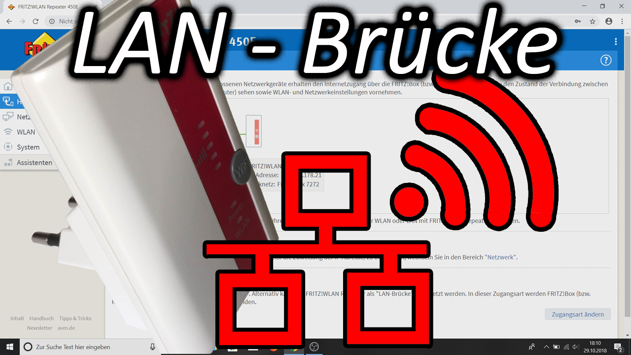 Fritz WLAN Repeater als LAN-Brücke einrichten