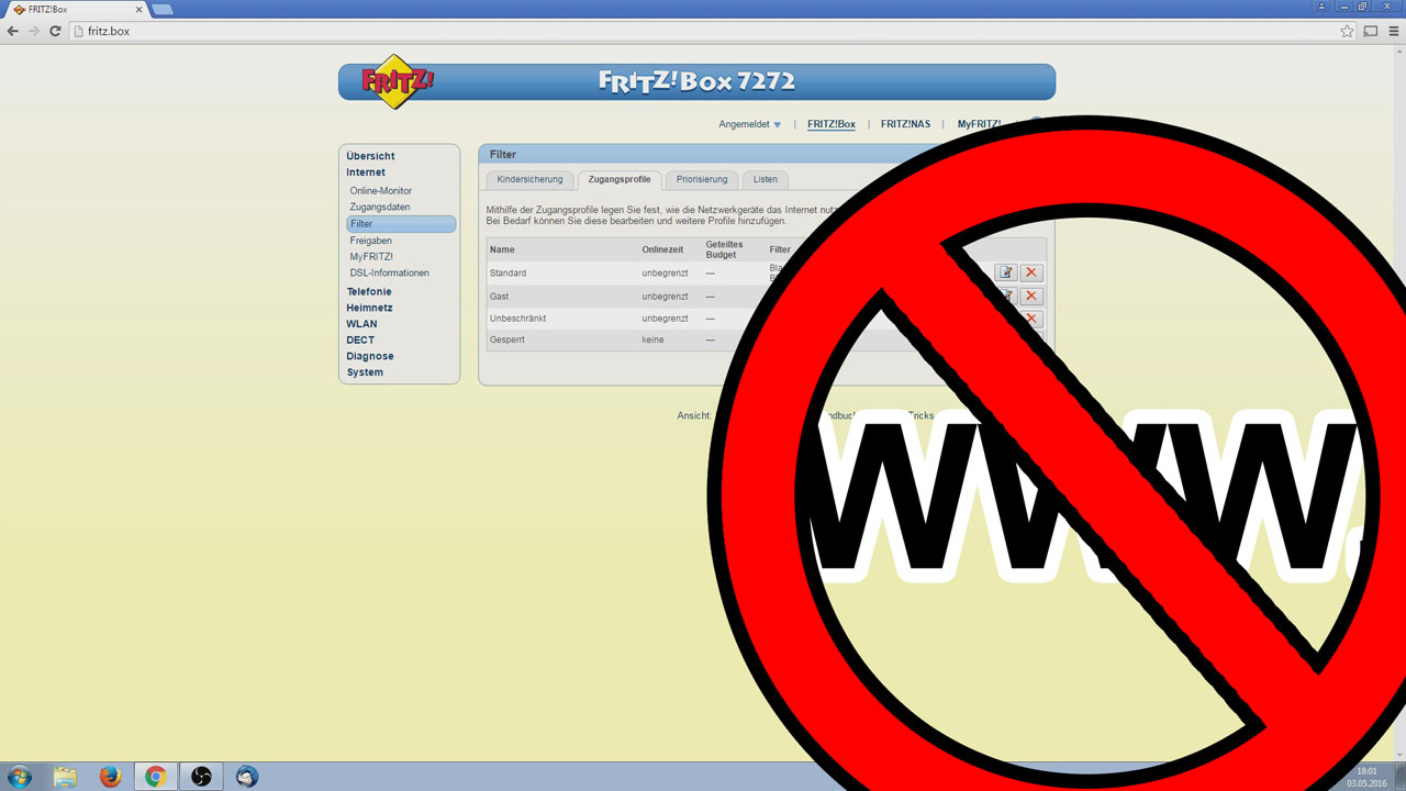 Kindersicherung einrichten und Internetseiten sperren in der Fritzbox
