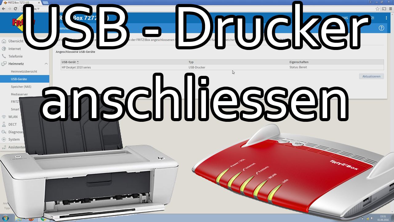 Fritzbox USB Drucker anschliessen und im Netzwerk einrichten