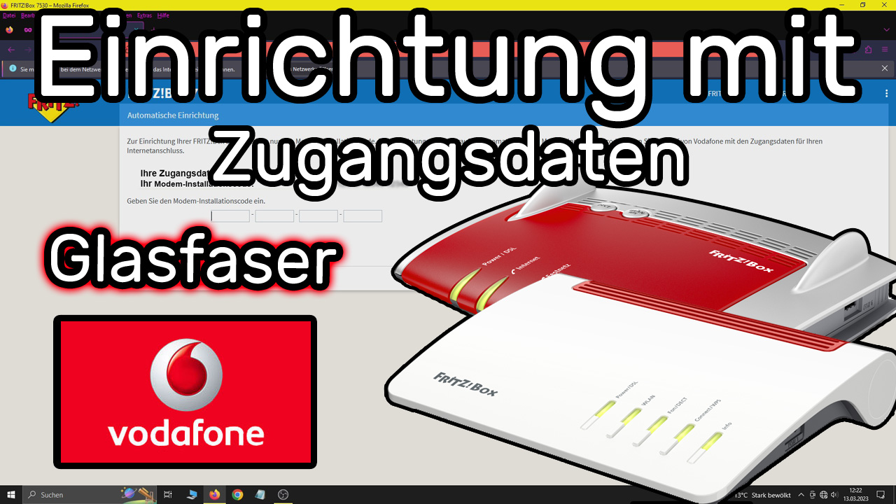 Fritzbox am Vodafone Glasfaseranschluss mit Zugangsdaten einrichten (Benutzername und Passwort)
