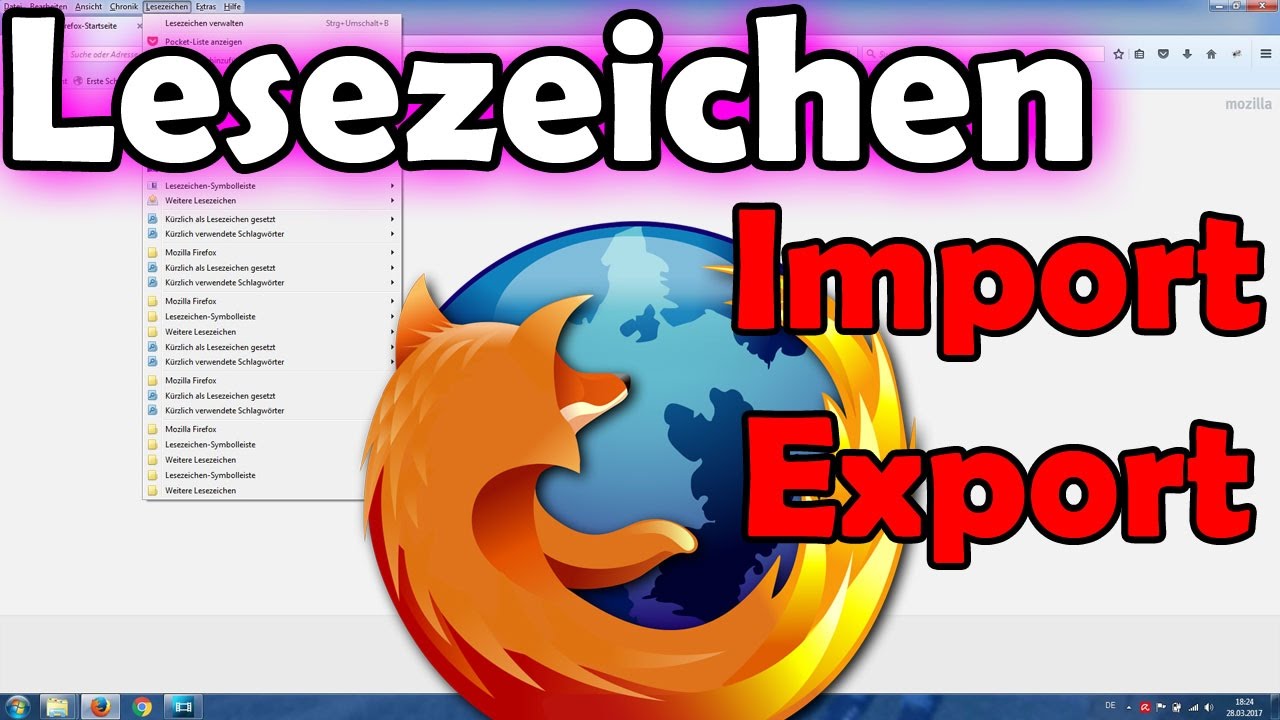 Mozilla Firefox Lesezeichen exportieren und importieren