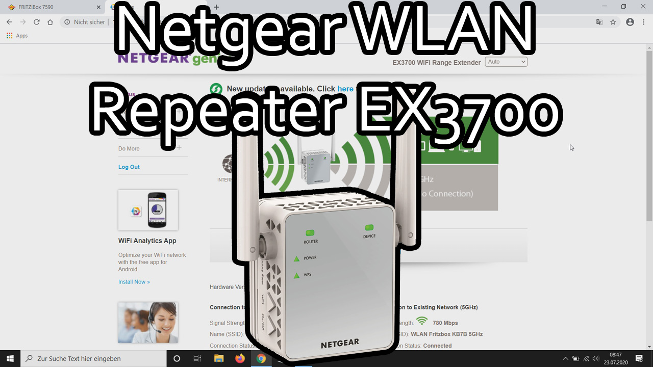 Netgear WLAN Repeater einrichten und verbinden (EX3700)