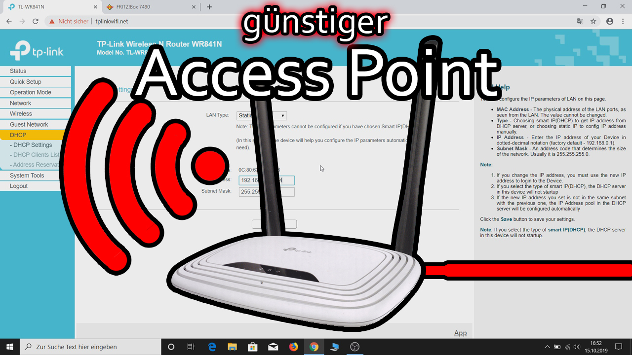 TP-Link Router als Access Point einrichten (TL-WR841N)