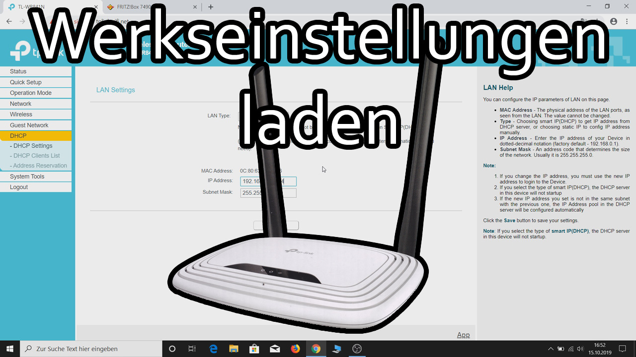 TP-Link Router auf Werkseinstellung zurücksetzen (TL-WR841N)