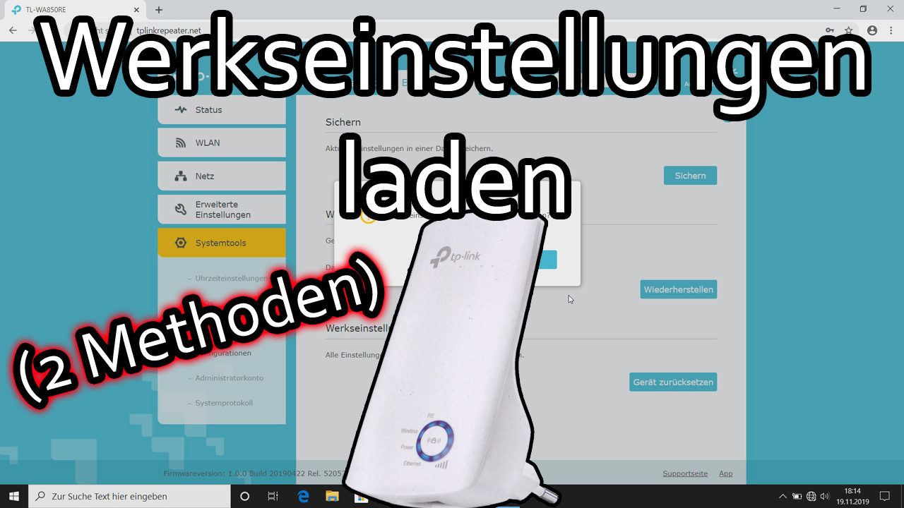 TP-Link WLAN Repeater auf Werkseinstellungen zurücksetzen (TL WA850RE)