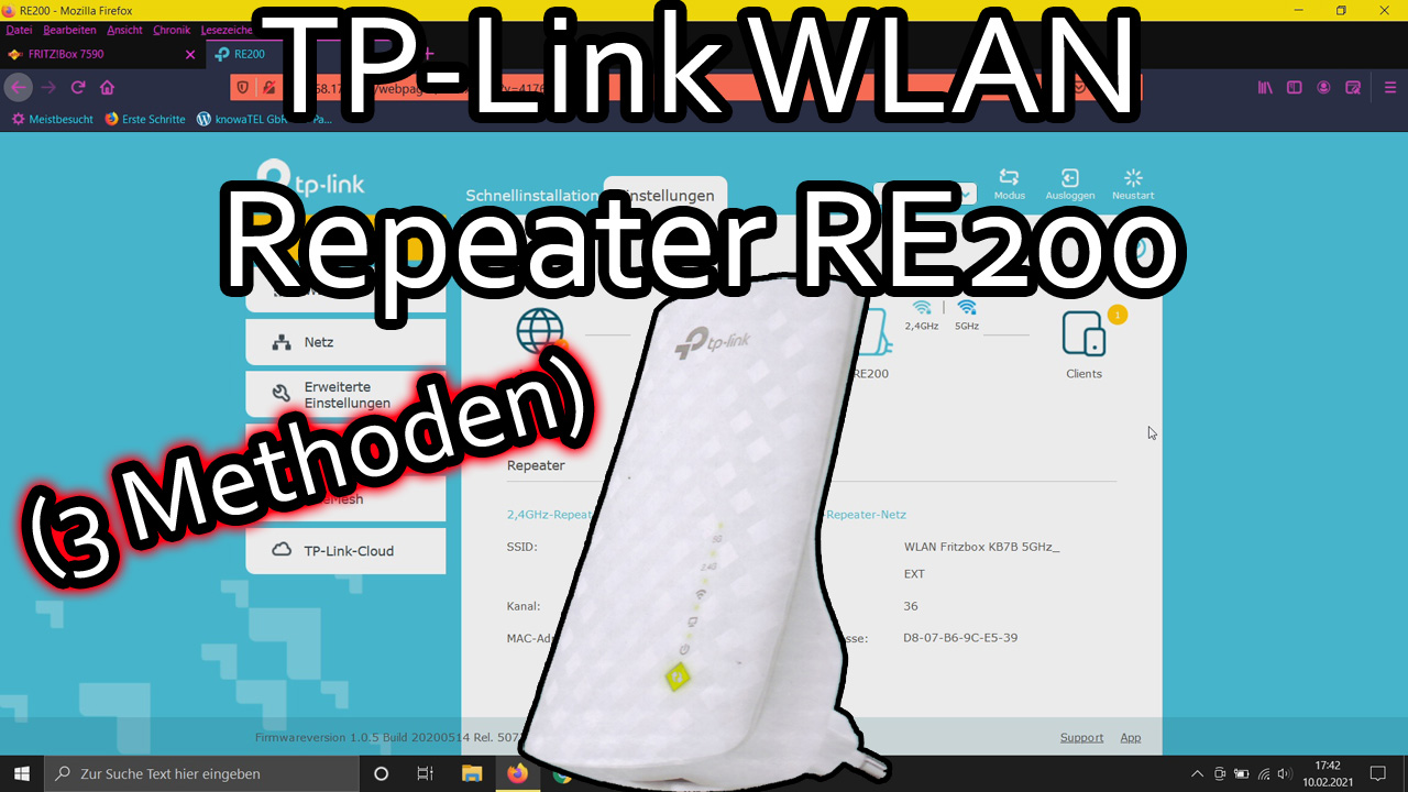 TP-Link RE200 WLAN Repeater einrichten und verbinden (WPS, App, manuell)