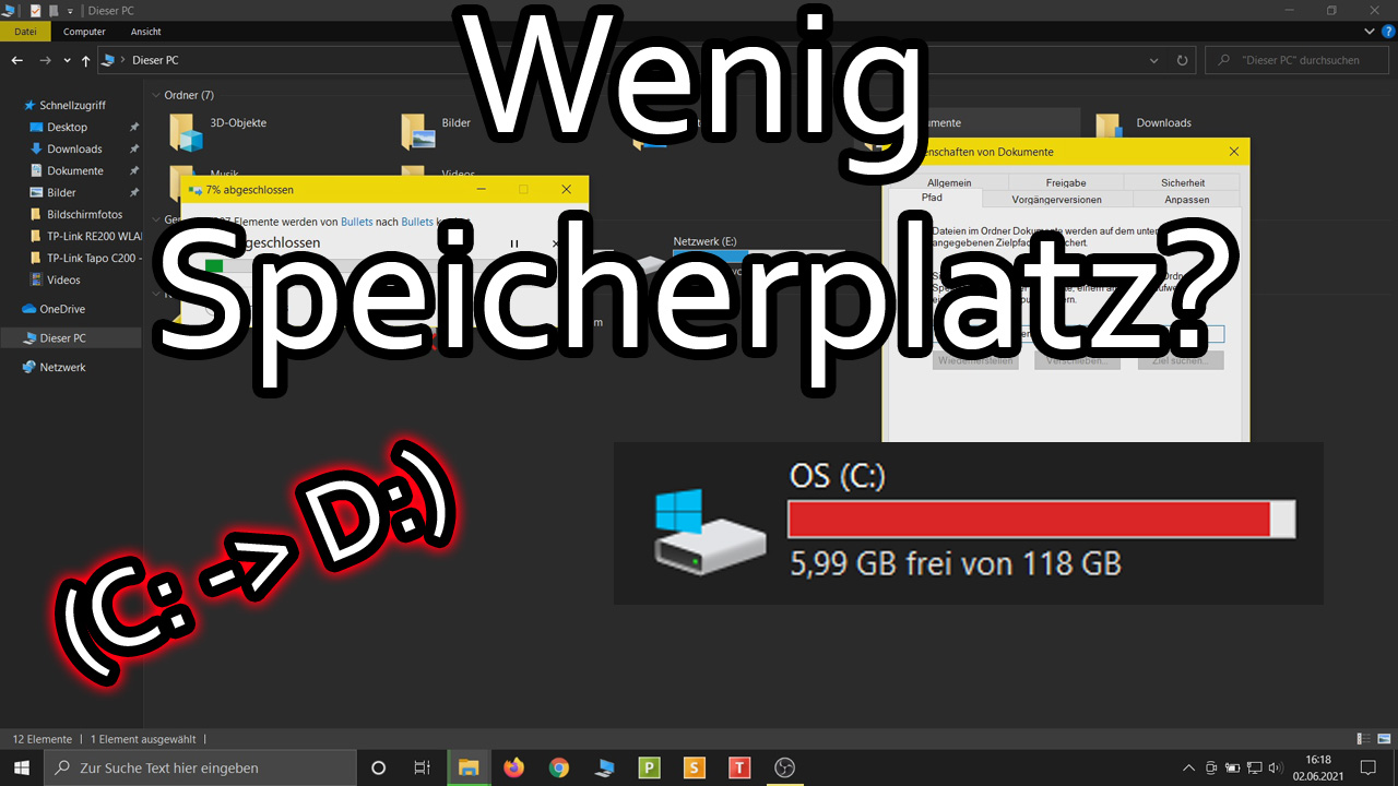 Zu wenig Speicherplatz? Windows 10 Benutzerordner verschieben