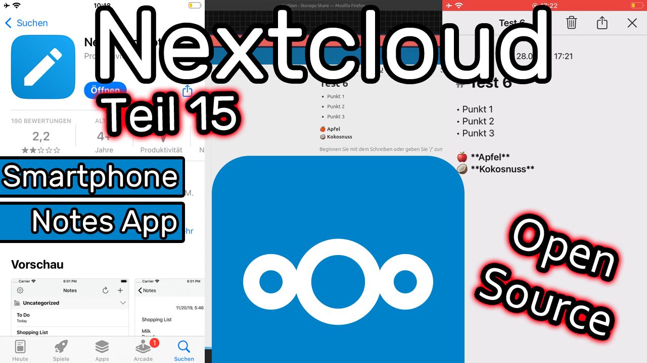 Nextcloud Notes auch unterwegs nutzen mit der Smartphone App ☁️