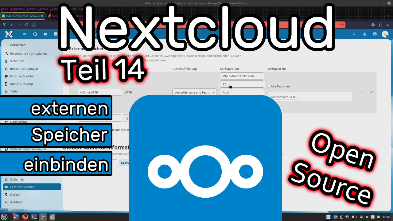 Nextcloud – Externen Online-Speicher einbinden (Strato HiDrive Cloud-Speicher) ☁️